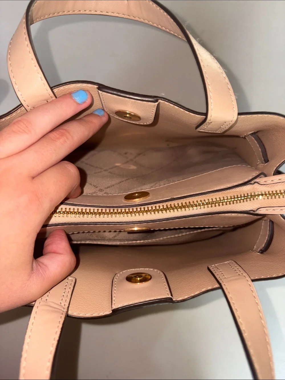 Michael Kors Nude tan Pebbled Leather Satchel with Gold Hardware